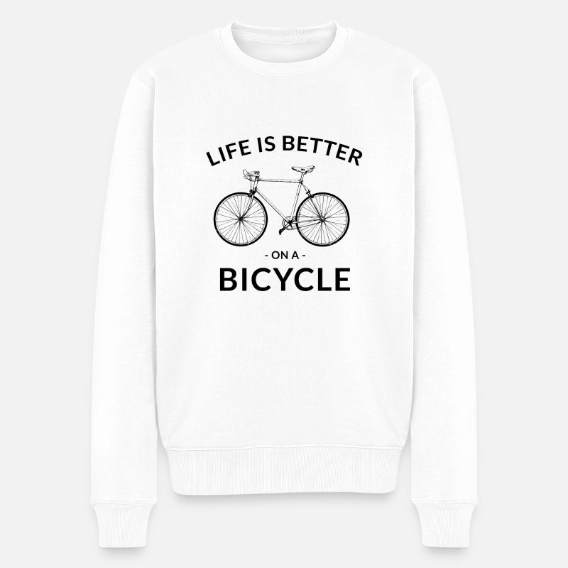Life is better on a Bicycle, Vintage - Männer Premium Bio Pullover - Weiß