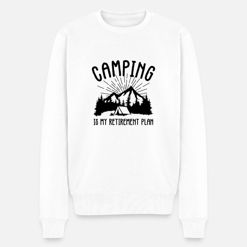 Camping ist mein Ruhestandsplan - Männer Premium Bio Pullover - Weiß