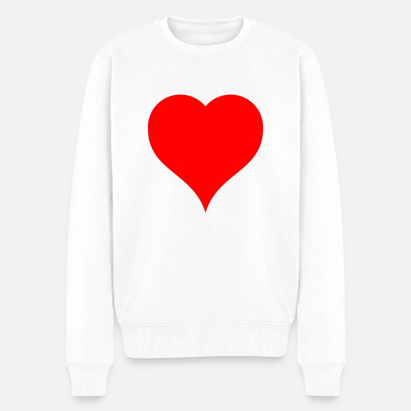 herz - Bild rot - Männer Premium Bio Pullover - Weiß