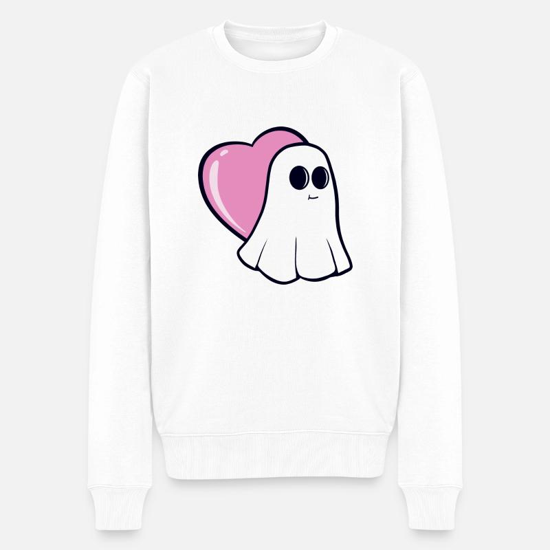 Ghostly love - Männer Premium Bio Pullover - Weiß