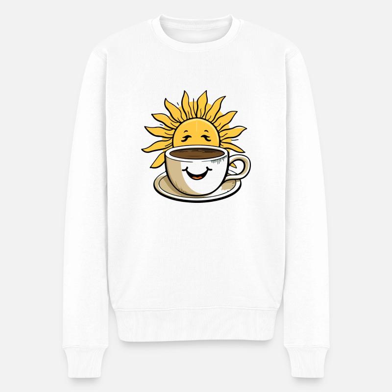 Soleil matinal et café - Pull Premium bio Homme - blanc