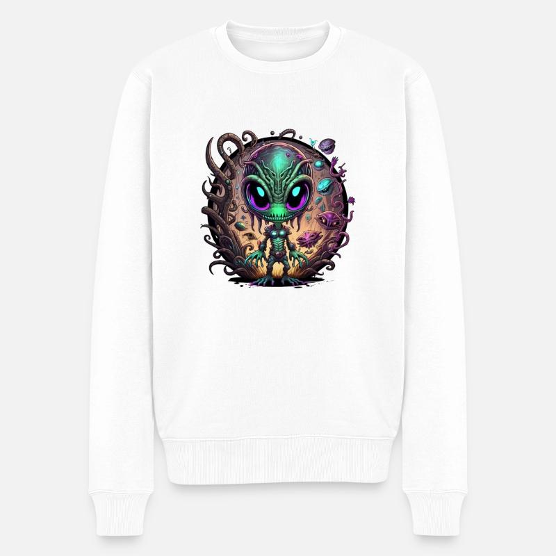 Alien Boy - Männer Premium Bio Pullover - Weiß