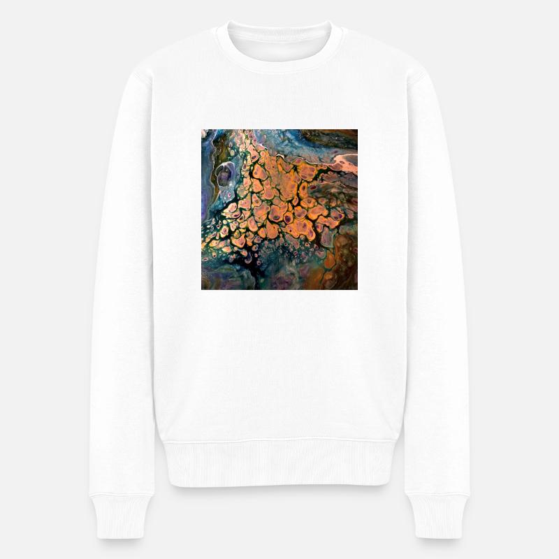 Gelb-Gold und Rot-Gold - Männer Premium Bio Pullover - Weiß