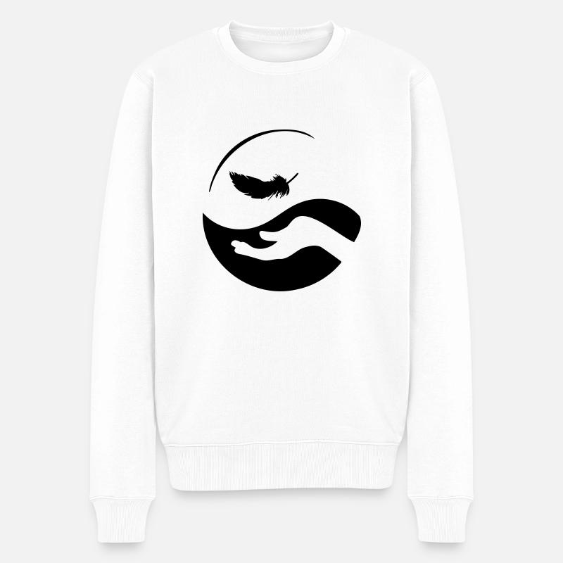 massage chinois yin yang - Pull Premium bio Homme - blanc