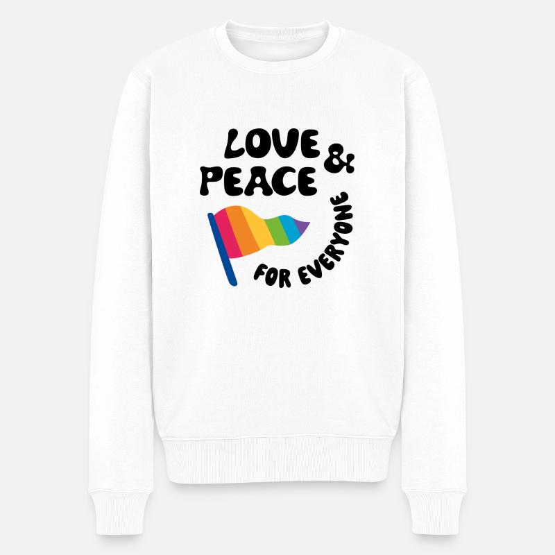 Love and Peace for Everyone - Männer Premium Bio Pullover - Weiß