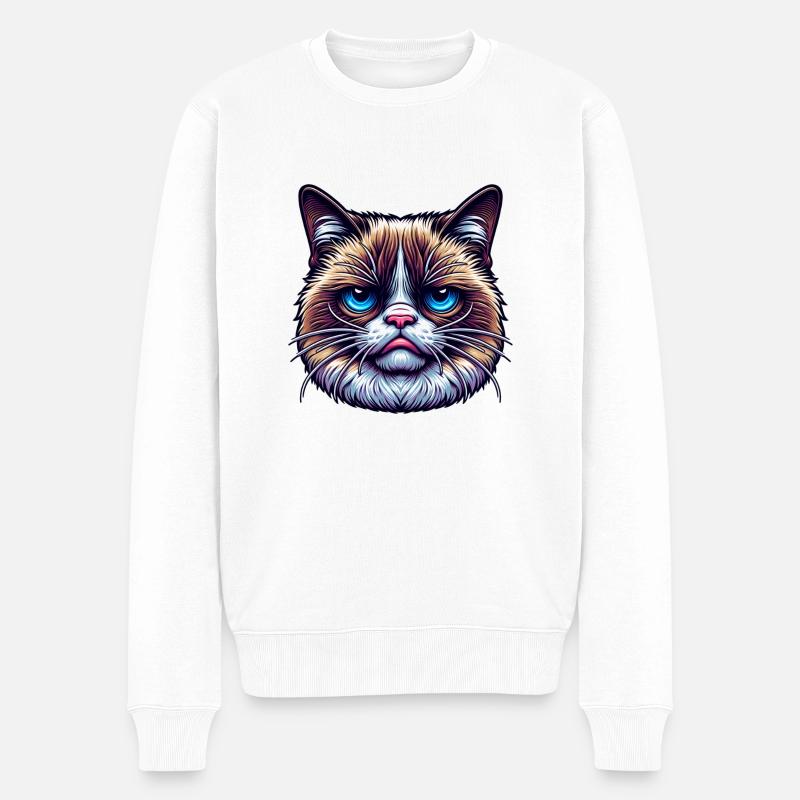 Chat de mauvaise humeur - Pull Premium bio Homme - blanc