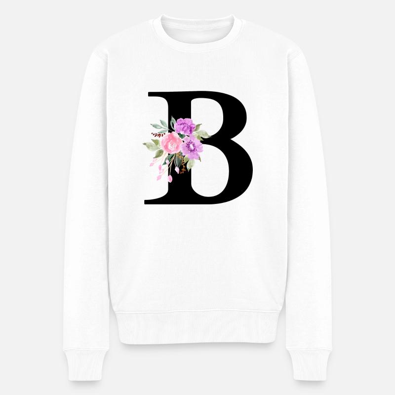 Lila Blumenbuchstabe b - Männer Premium Bio Pullover - Weiß