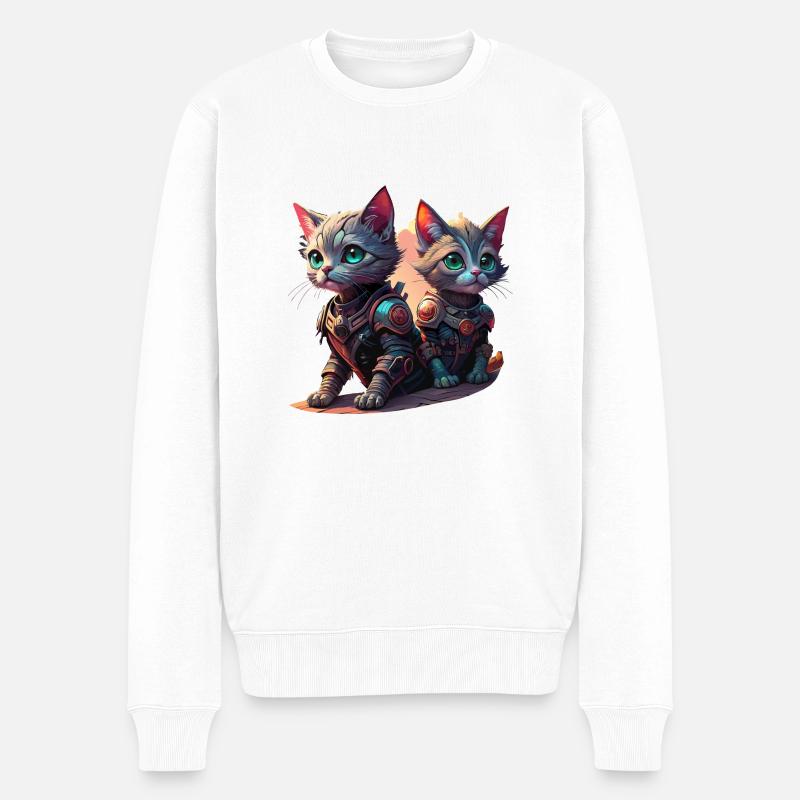 Chats cyborgs - Pull Premium bio Homme - blanc