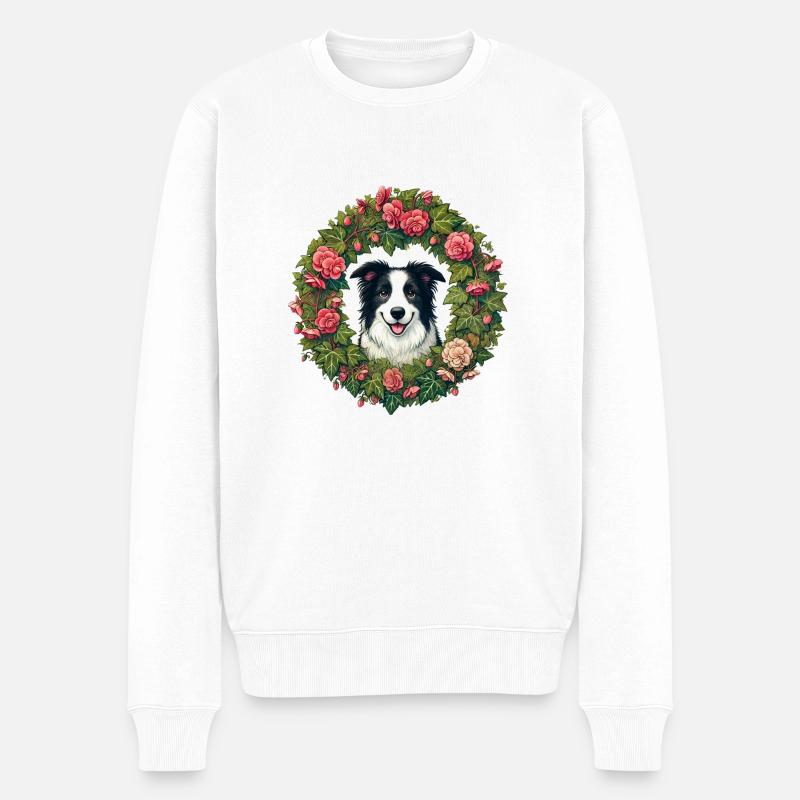 Border Collie mignon - Pull Premium bio Homme - blanc
