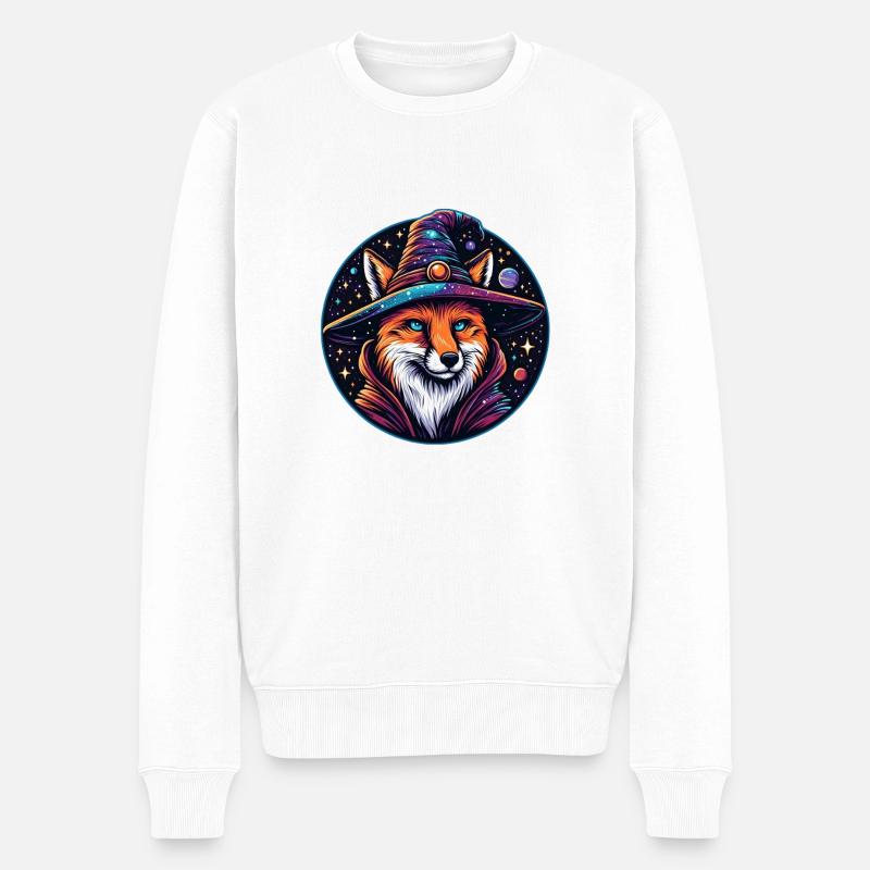 Fantasy Fox - Himmlischer Zauberer - Männer Premium Bio Pullover - Weiß