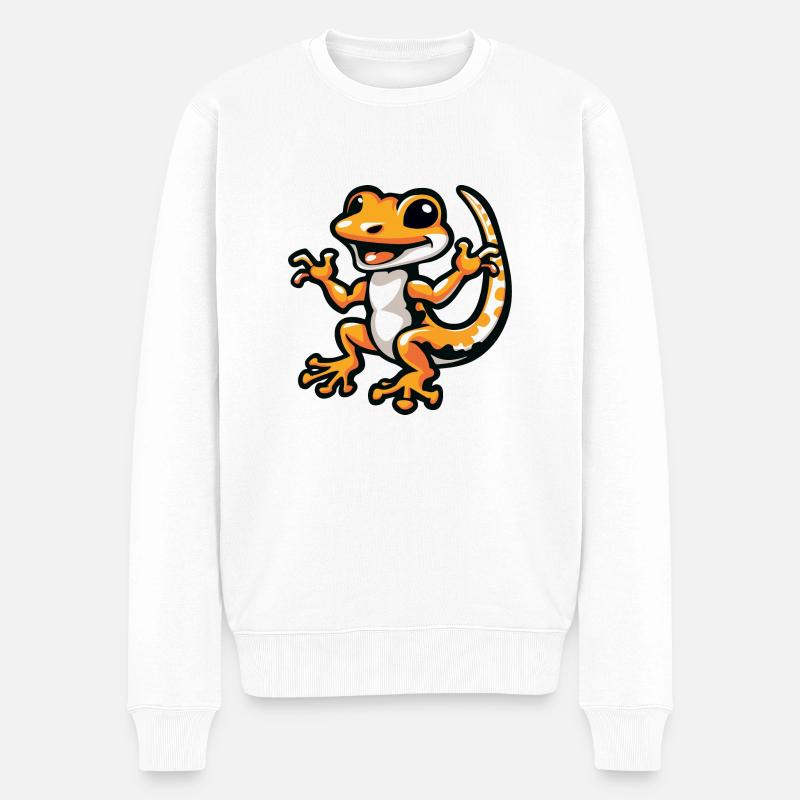 gecko tier - Männer Premium Bio Pullover - Weiß