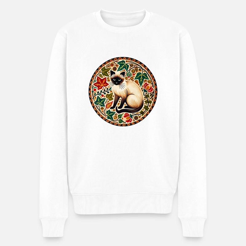 Siamkatze - Männer Premium Bio Pullover - Weiß