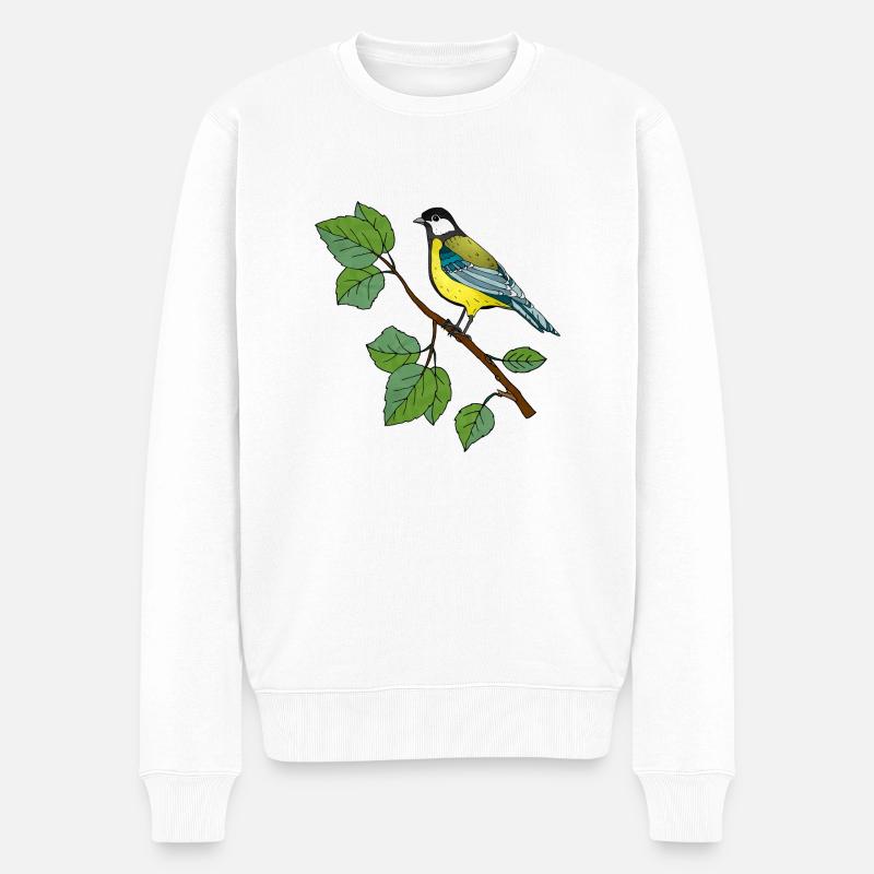 Bunter Vogel - Männer Premium Bio Pullover - Weiß