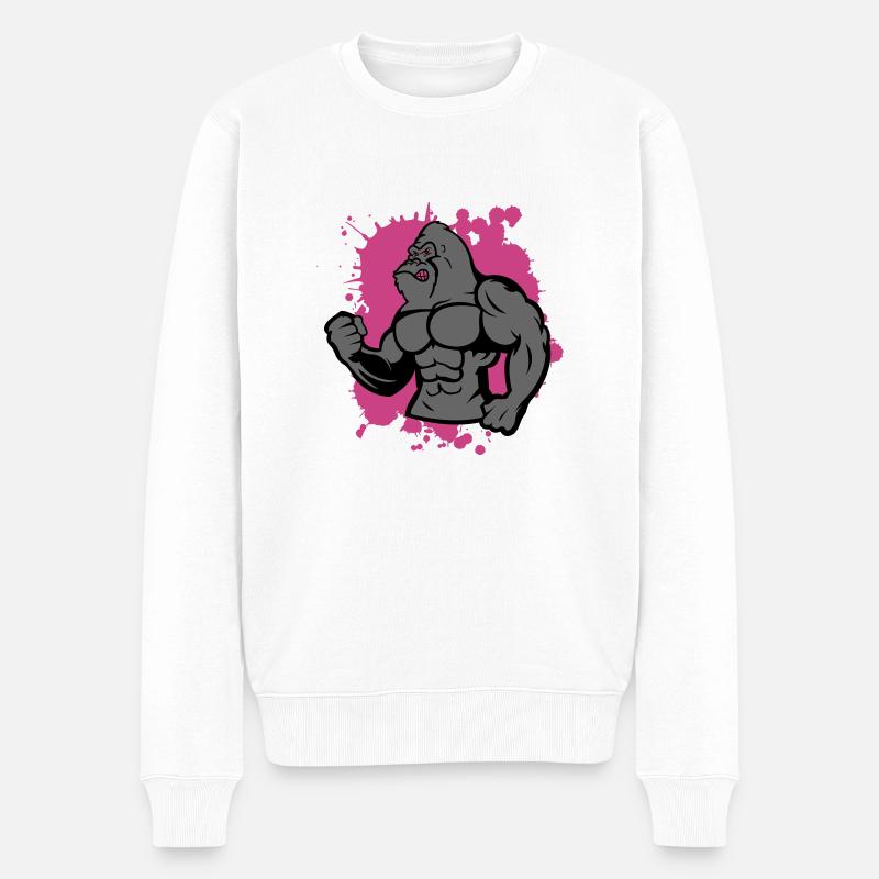 gorilla stark tier - Männer Premium Bio Pullover - Weiß