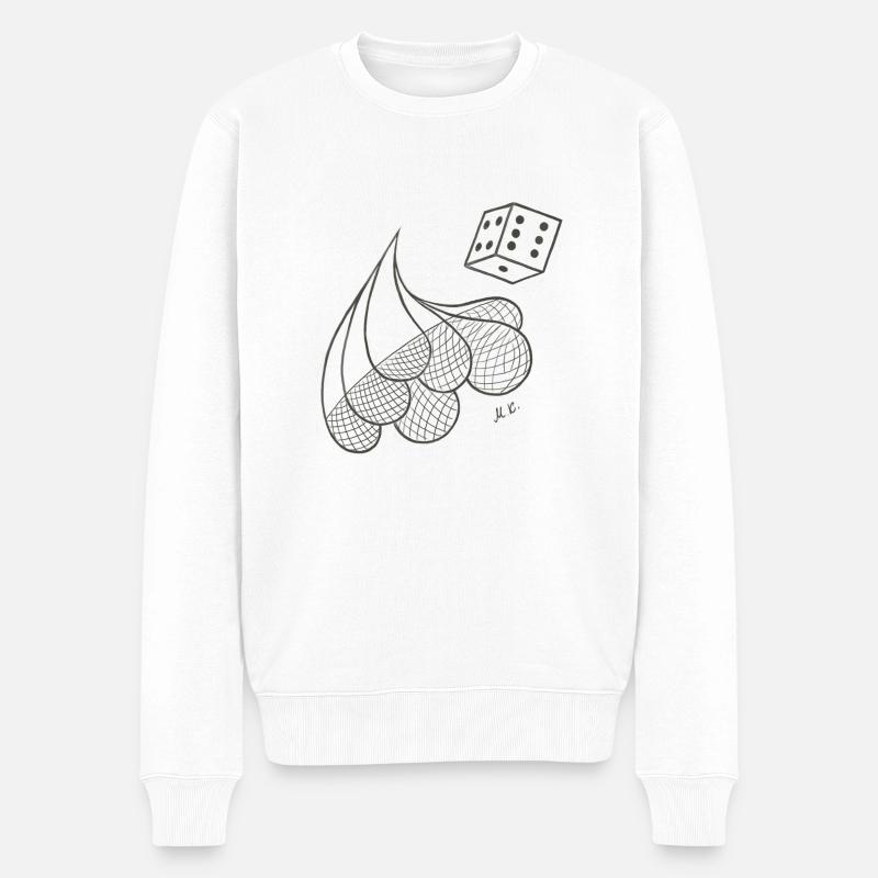 Kreative gemusterte Tropfen mit Spielwürfel - Männer Premium Bio Pullover - Weiß