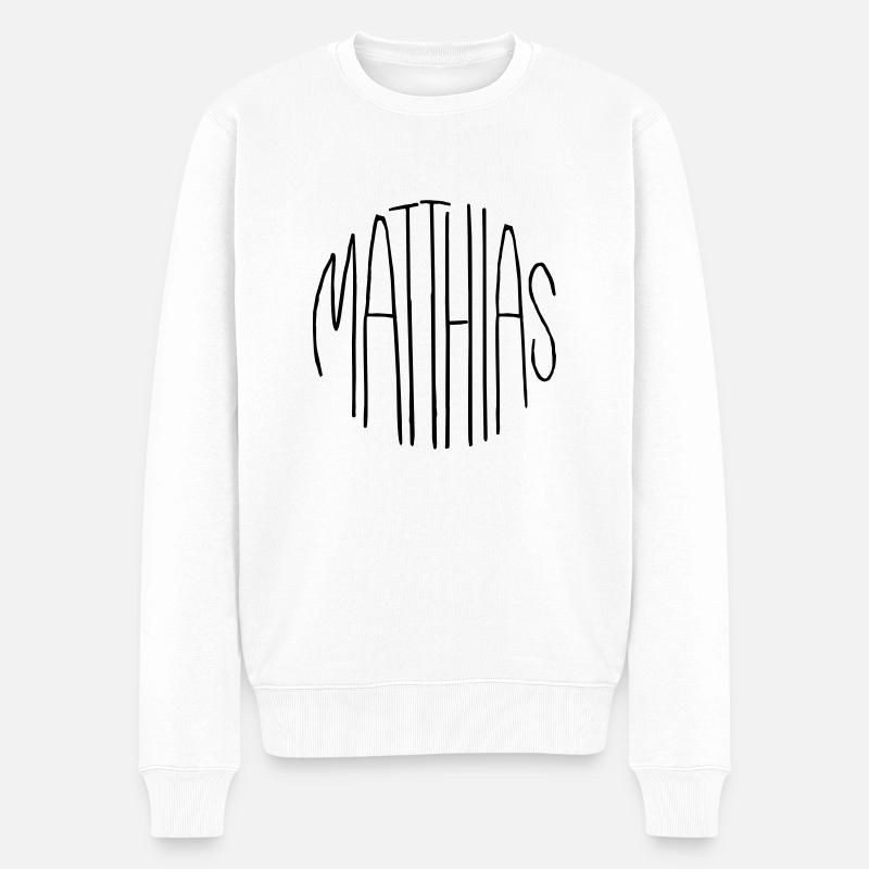 Matthias - Männer Premium Bio Pullover - Weiß