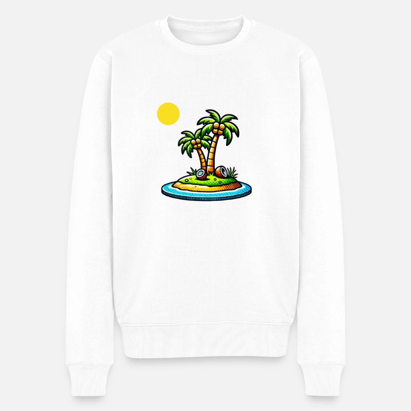Palmen Insel - Männer Premium Bio Pullover - Weiß