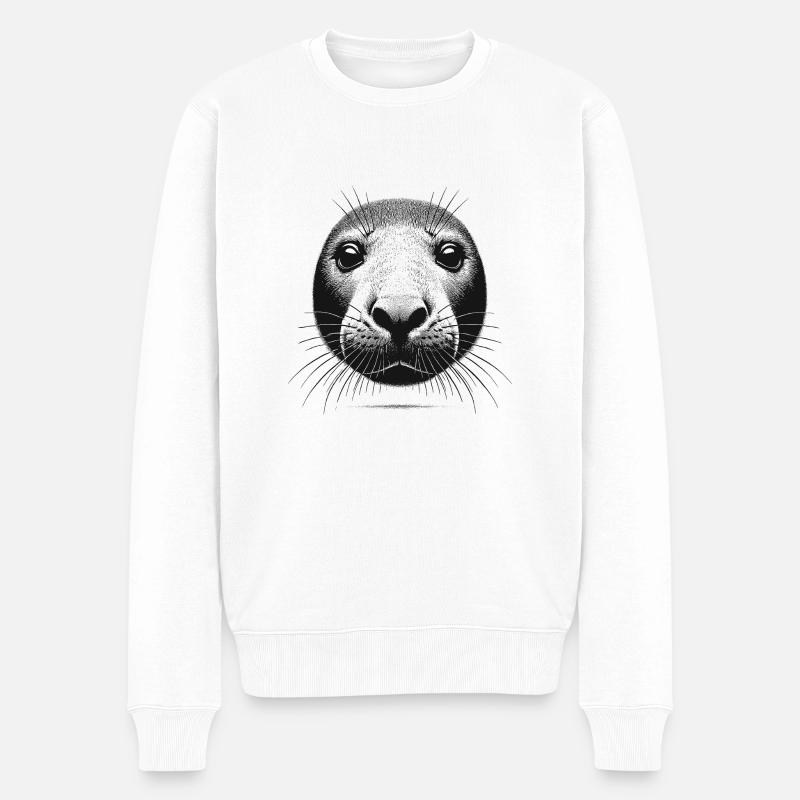 Seehund - Männer Premium Bio Pullover - Weiß