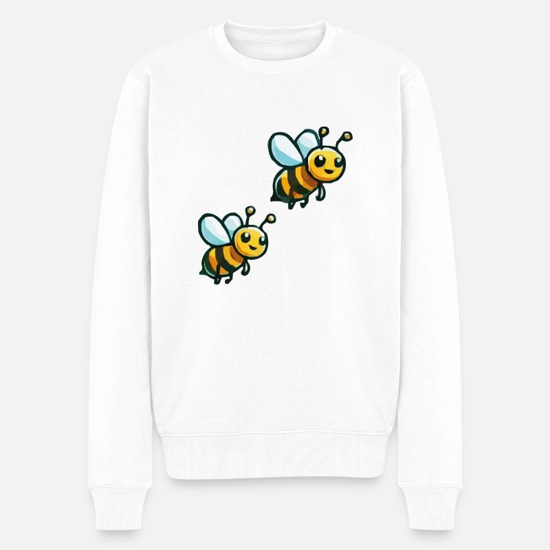 Abeille Dessin animé 2 - Pull Premium bio Homme - blanc