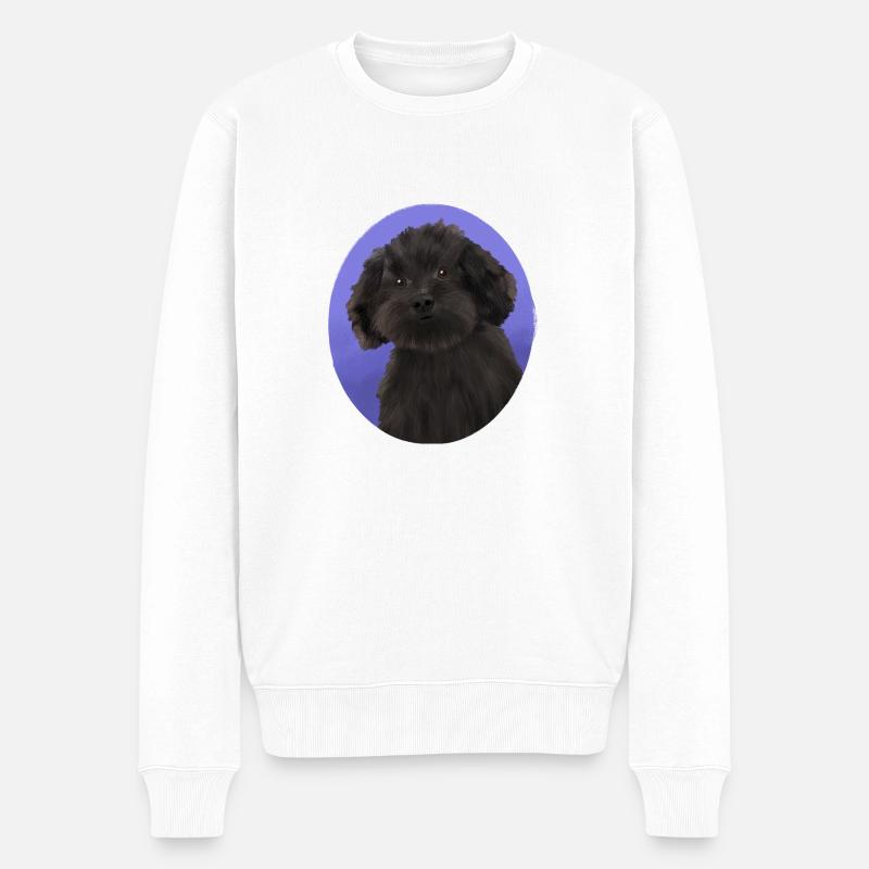 Chien Noir Petit Caniche - Pull Premium bio Homme - blanc