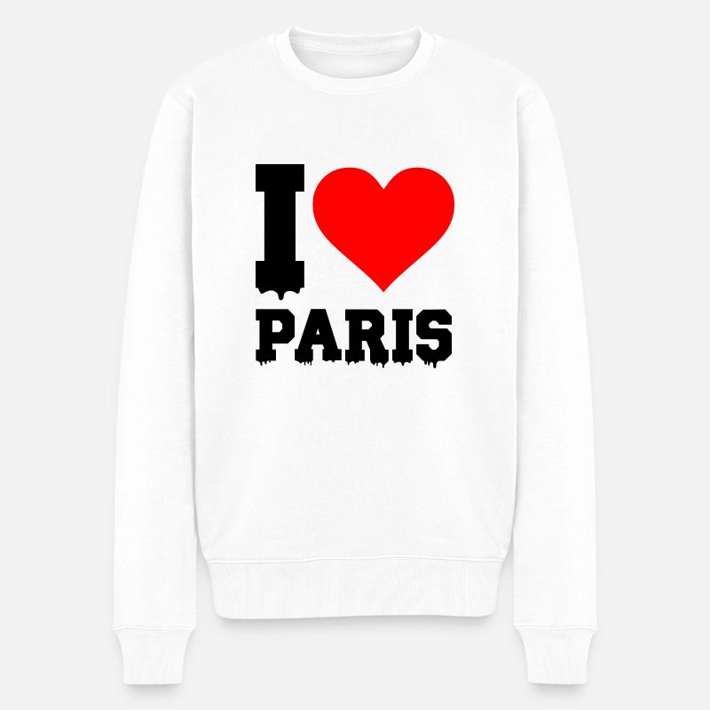 i love paris - Männer Premium Bio Pullover - Weiß
