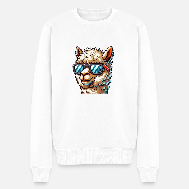 lama sonnenbrille - Männer Premium Bio Pullover - Weiß