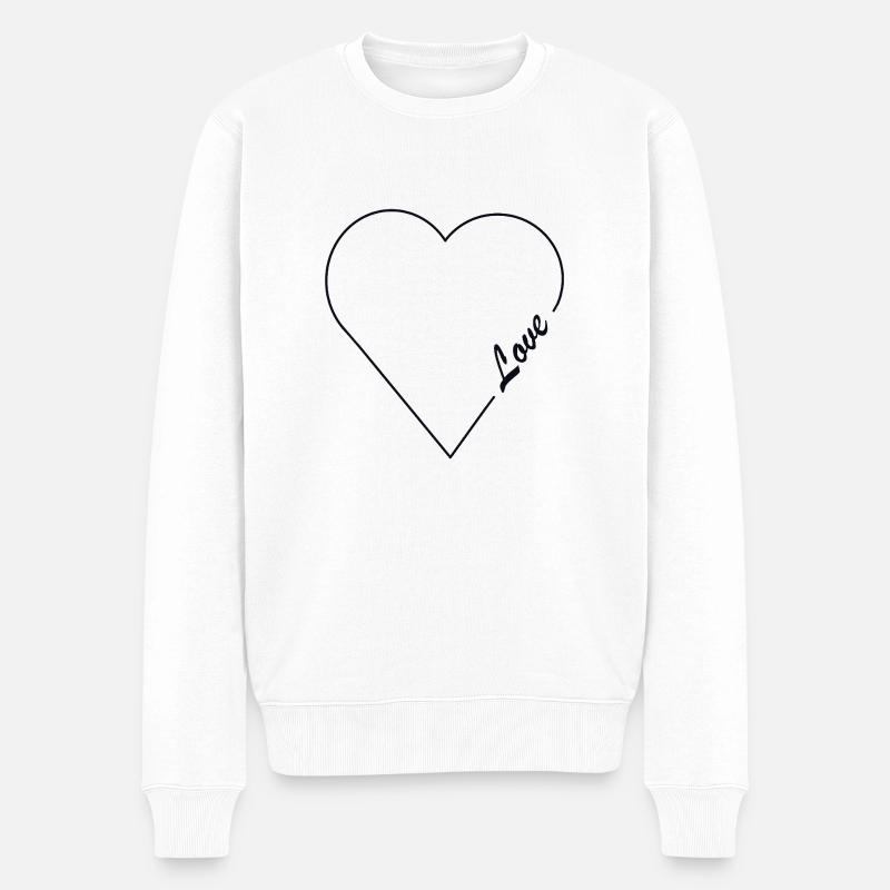 Herz 1 - Männer Premium Bio Pullover - Weiß
