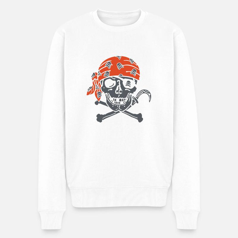 Piratenschädel - Männer Premium Bio Pullover - Weiß