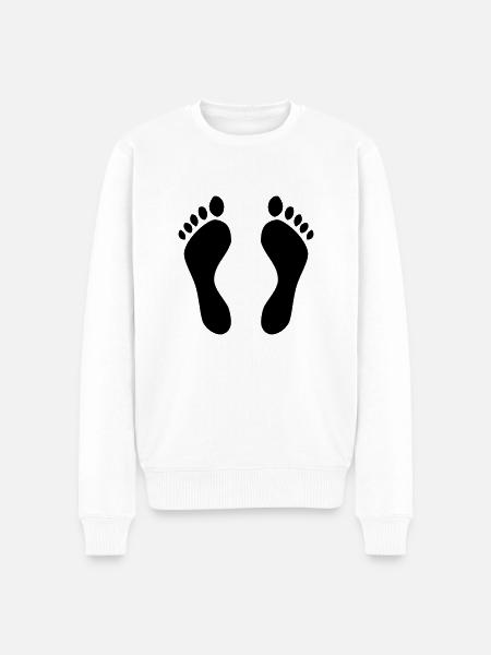 Fußabdrücke - Füße - Bett - Männer Premium Bio Pullover - Weiß