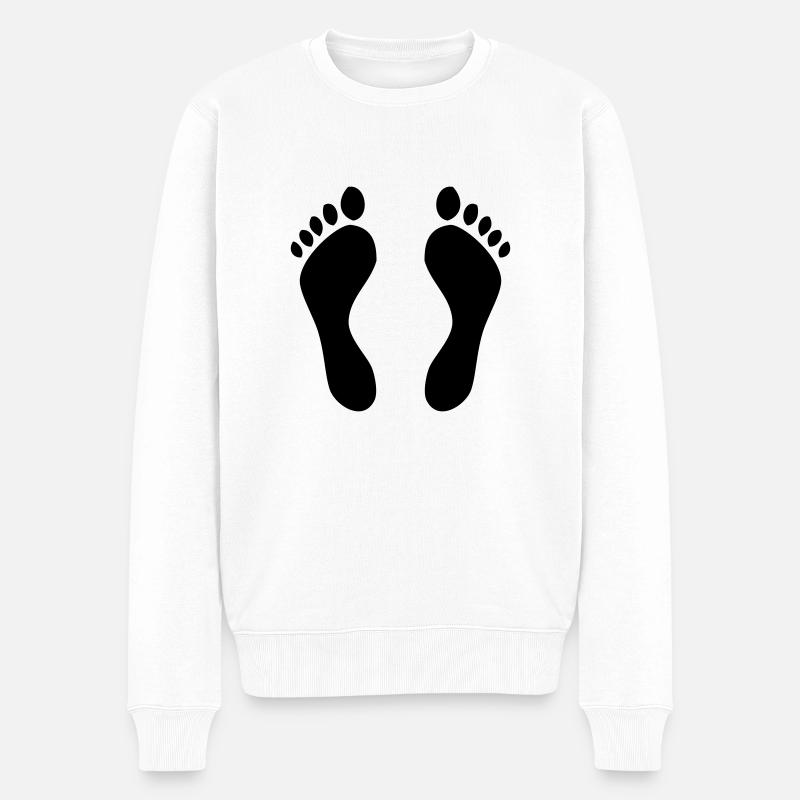Fußabdrücke - Füße - Bett - Männer Premium Bio Pullover - Weiß