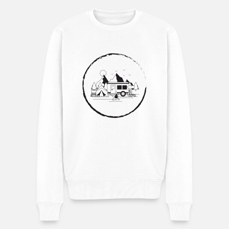 Camping - Männer Premium Bio Pullover - Weiß