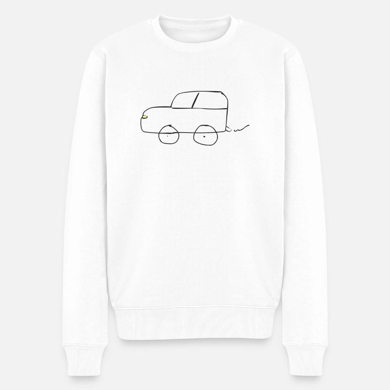 Gezeichnetes Auto - Männer Premium Bio Pullover - Weiß