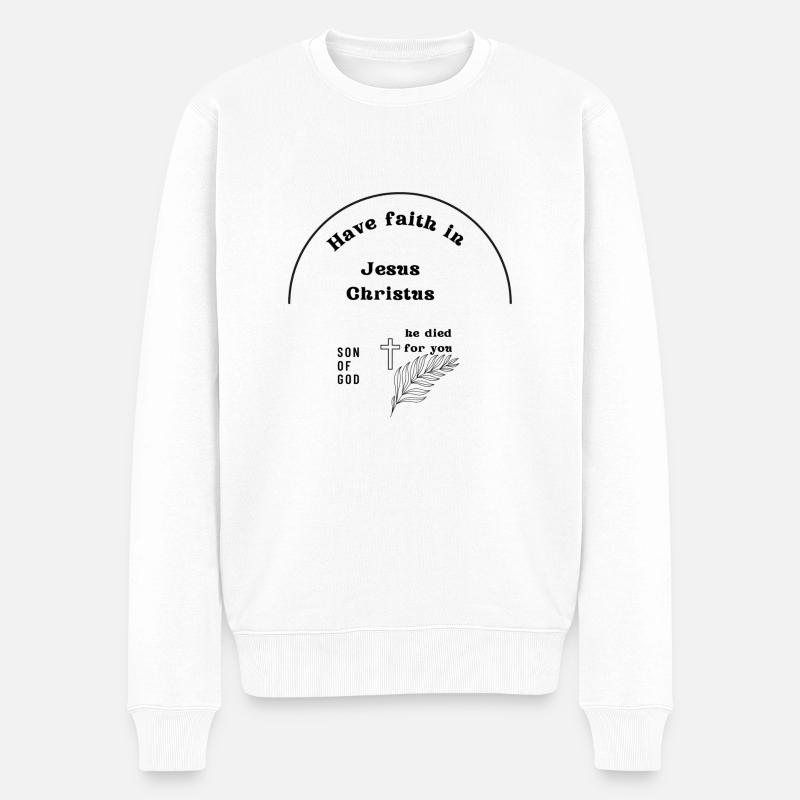 Glaube an Jesus - Männer Premium Bio Pullover - Weiß
