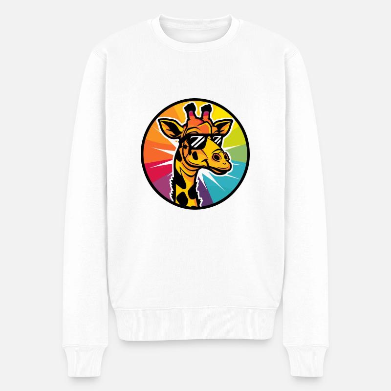 Giraffe Cool Sommer - Männer Premium Bio Pullover - Weiß