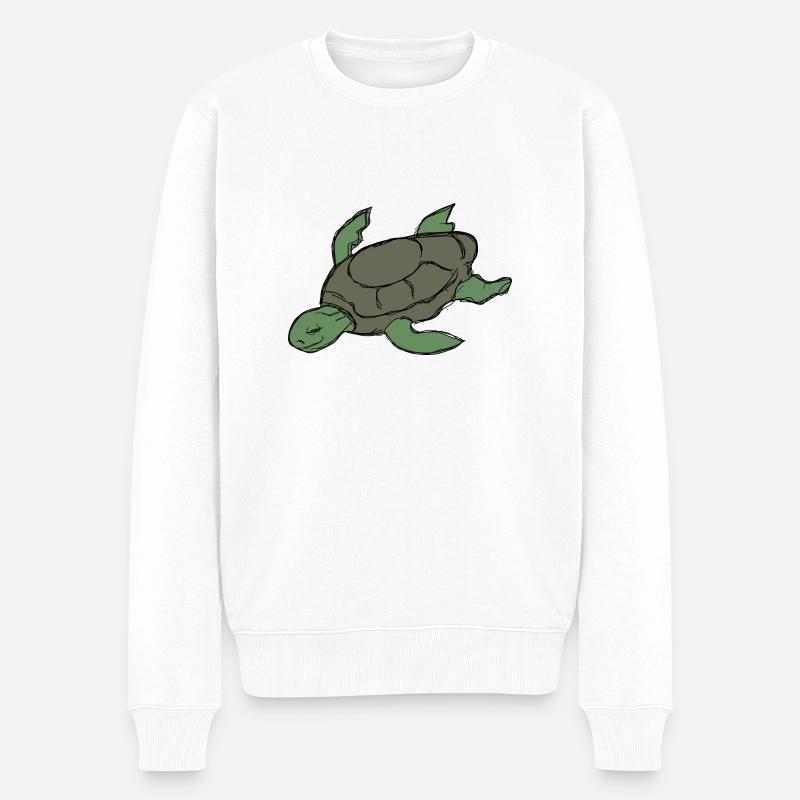 Schildkröte - Männer Premium Bio Pullover - Weiß