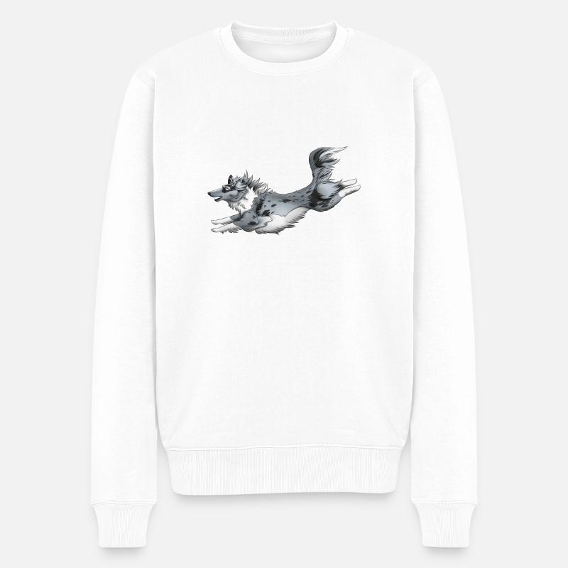 Berger Shetland Bleu Merle - Pull Premium bio Homme - blanc