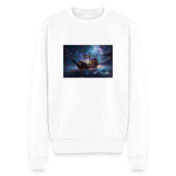 Traumhaftes Wolkenschiff - Männer Premium Bio Pullover - Weiß - Vorne - Thijin (182cm)