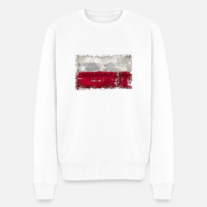 Poland - Polen - Männer Premium Bio Pullover - Weiß