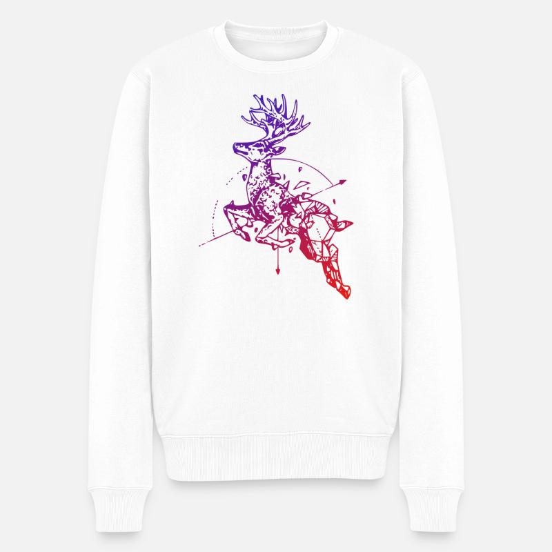 Cerf avec boussole - Pull Premium bio Homme - blanc