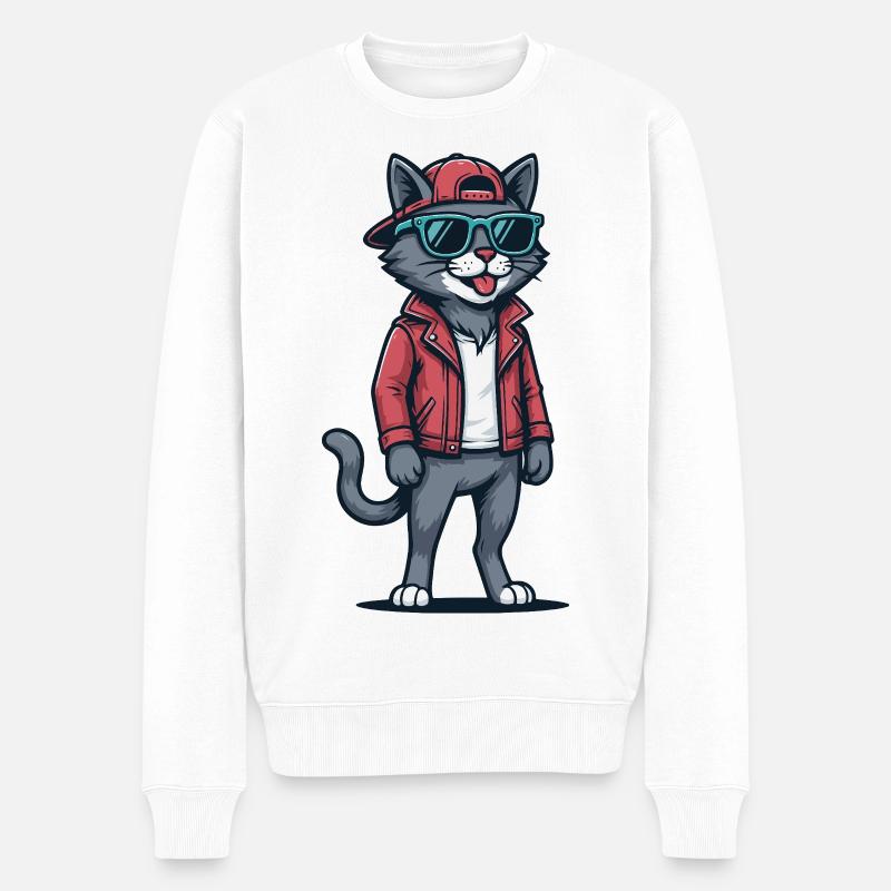 Ambiance de chat cool - Pull Premium bio Homme - blanc