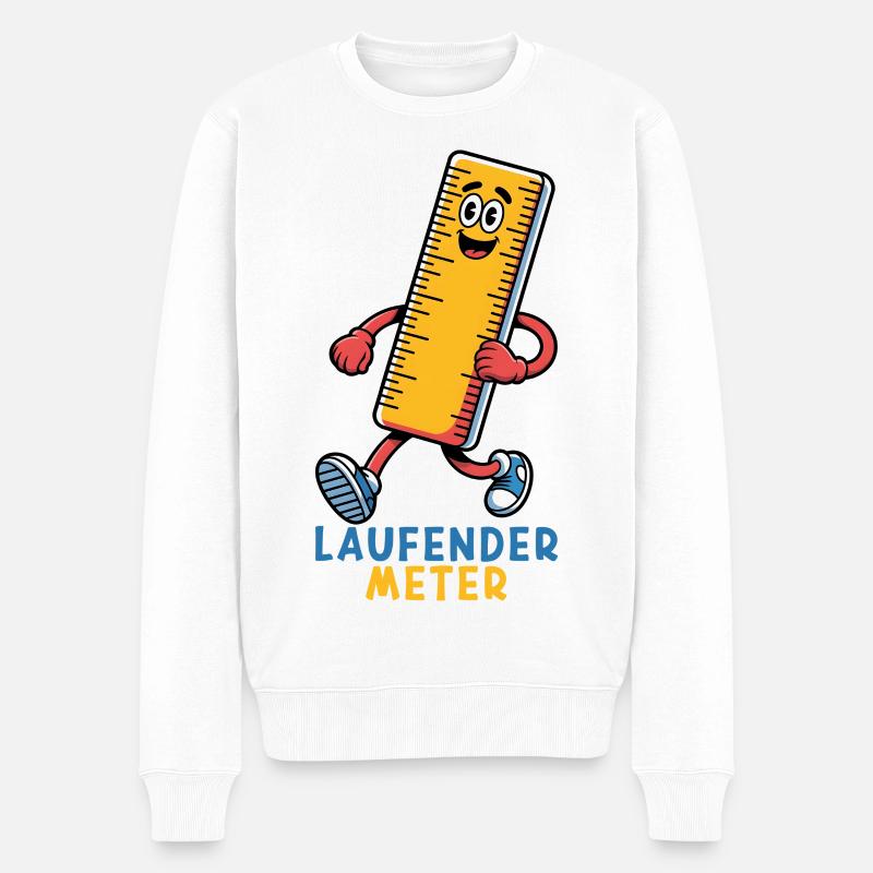 Laufender Meter - Männer Premium Bio Pullover - Weiß