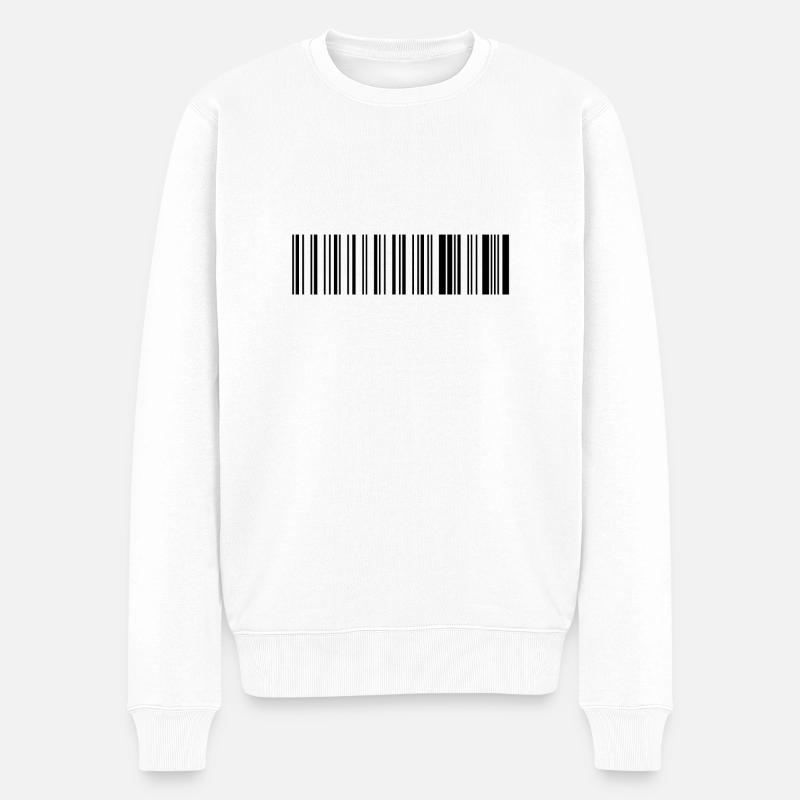 code à barres. - Pull Premium bio Homme - blanc