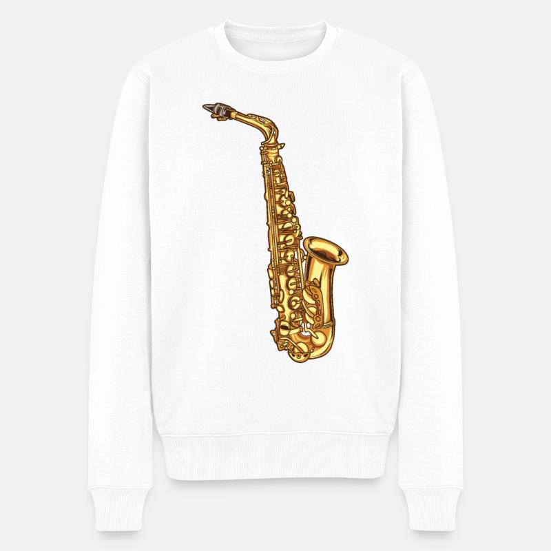 Saxophone Saxofon - Männer Premium Bio Pullover - Weiß