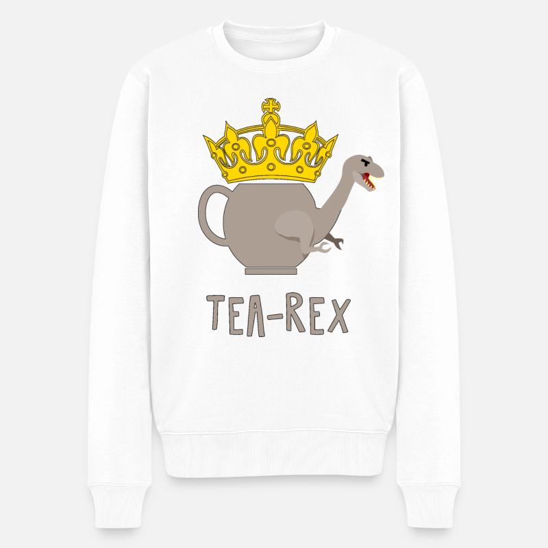 Tea-Rex - T-Rex tierisch lustig Wortspiel fun4m3 - Männer Premium Bio Pullover - Weiß
