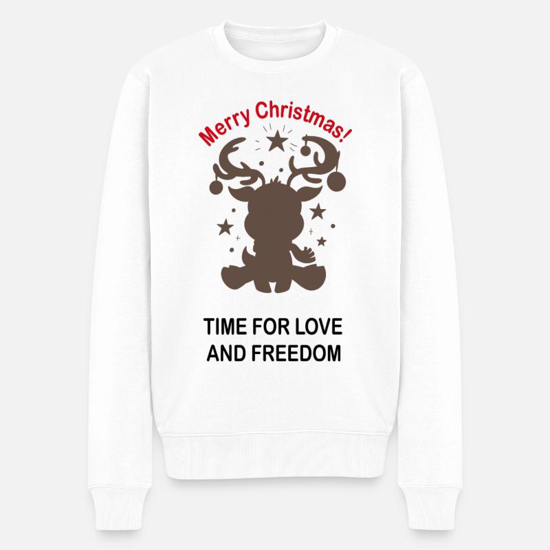 Idée cadeau de Noël. Renne. Amour. Liberté - Pull Premium bio Homme - blanc