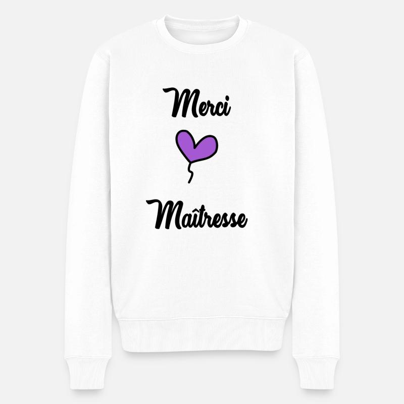 MAÎTRESSE. MERCI. MERCI MAÎTRESSE - Pull Premium bio Homme - blanc