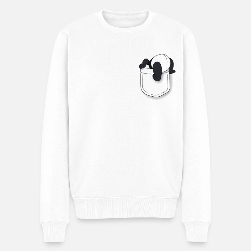 Pocket Funny Panda - Männer Premium Bio Pullover - Weiß