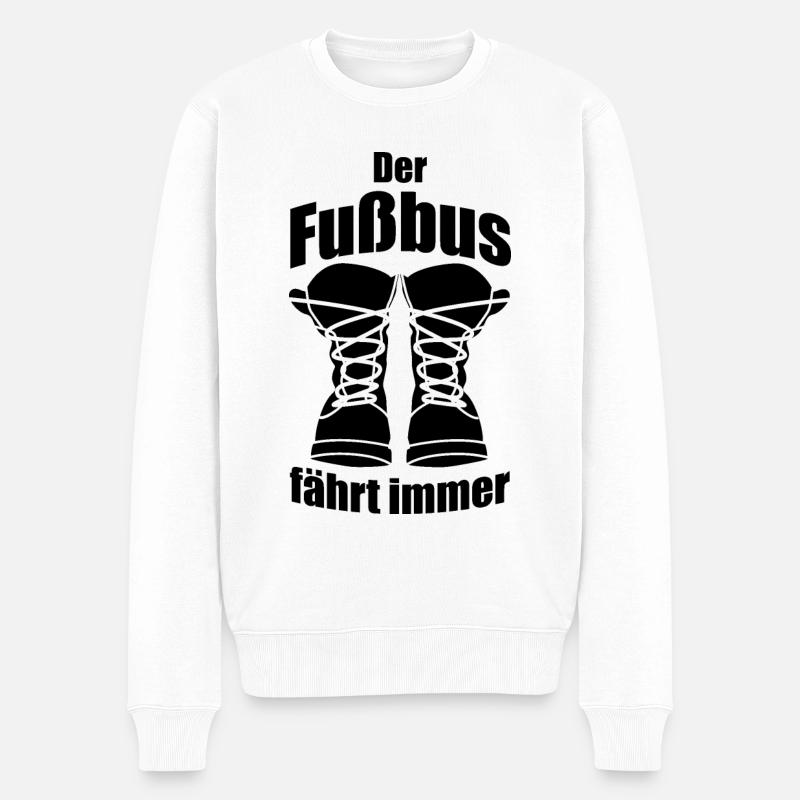 WANDERN WANDERER WANDERUNG FUSSBUS FUßBUS - Männer Premium Bio Pullover - Weiß