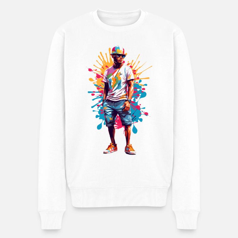 Coole Hipster - Männer Premium Bio Pullover - Weiß