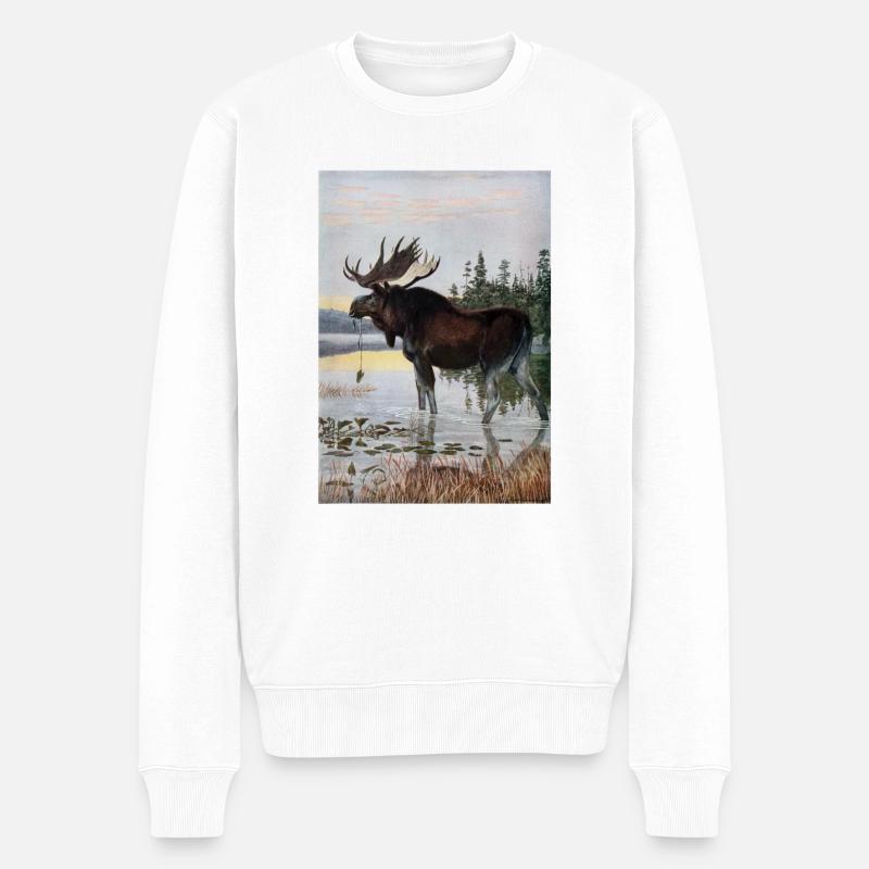 Elch Hirsch Elch Elch Elg Schweden Norwegen Kanada - Männer Premium Bio Pullover - Weiß